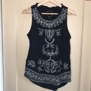 Lucky Brand boho folk embroidered tank top